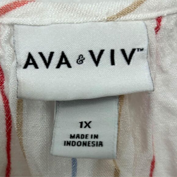 Ava & Viv white striped sleeveless tank plus size 1x - Picture 3 of 4